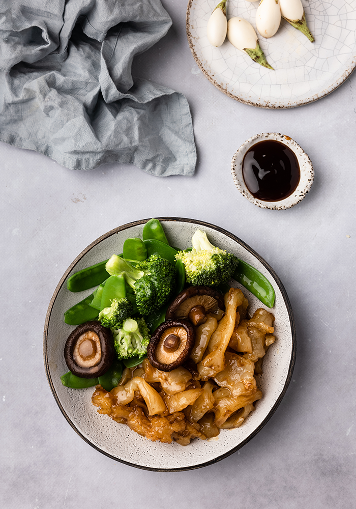 Braised Atlantic Cod Fish Maw with mushroom